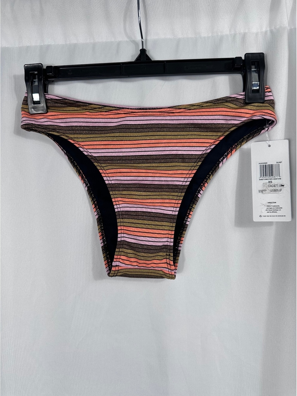 Hurley Cheeky Coverage Bikini Bottom XS Striped